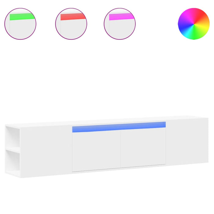 Dulap TV de perete cu lumini LED, alb, 180x31x39,5 cm - WALTI WALTI