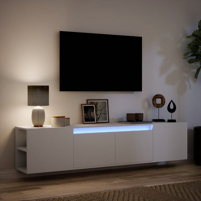 Dulap TV de perete cu lumini LED, alb, 180x31x39,5 cm - WALTI WALTI