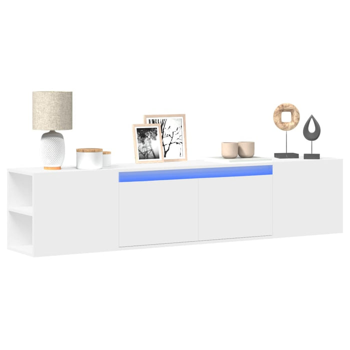 Dulap TV de perete cu lumini LED, alb, 180x31x39,5 cm - WALTI WALTI