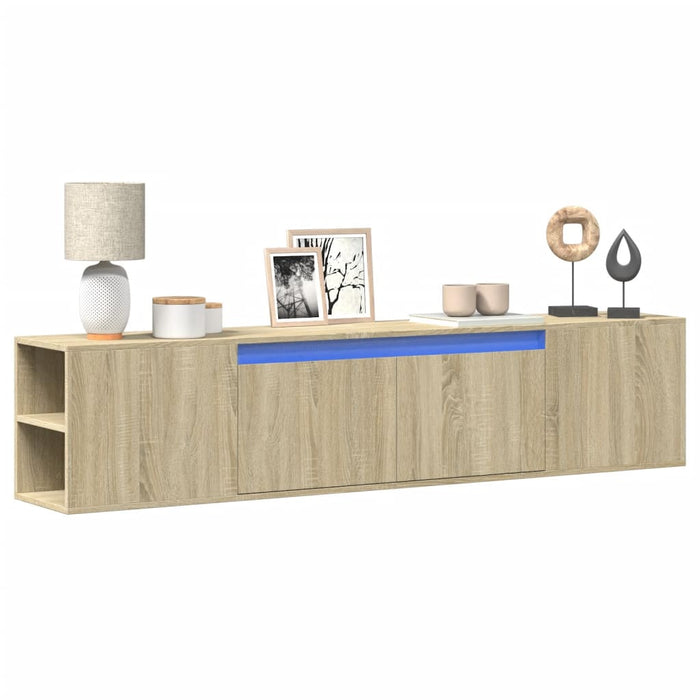 Dulap TV de perete cu lumini LED, stejar sonoma, 180x31x39,5 cm - WALTI WALTI