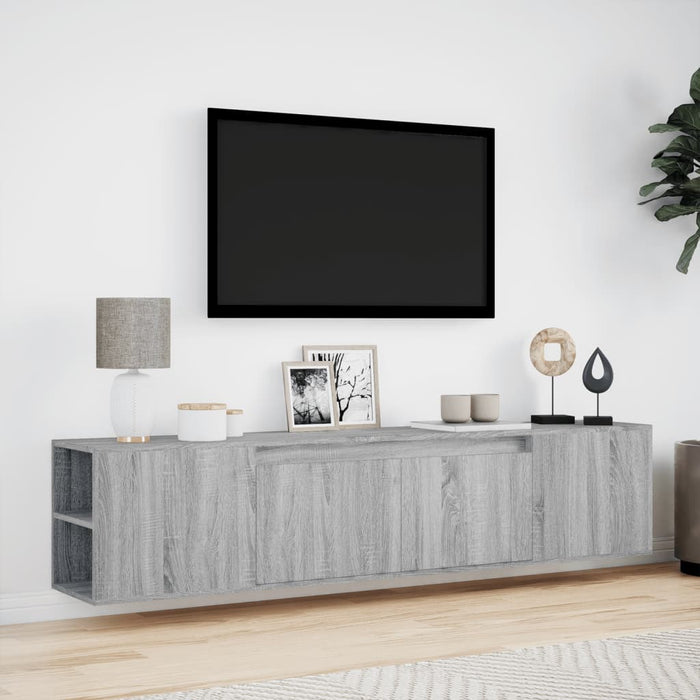 Comodă TV de perete cu lumini LED, gri sonoma, 180x31x39,5 cm - WALTI WALTI