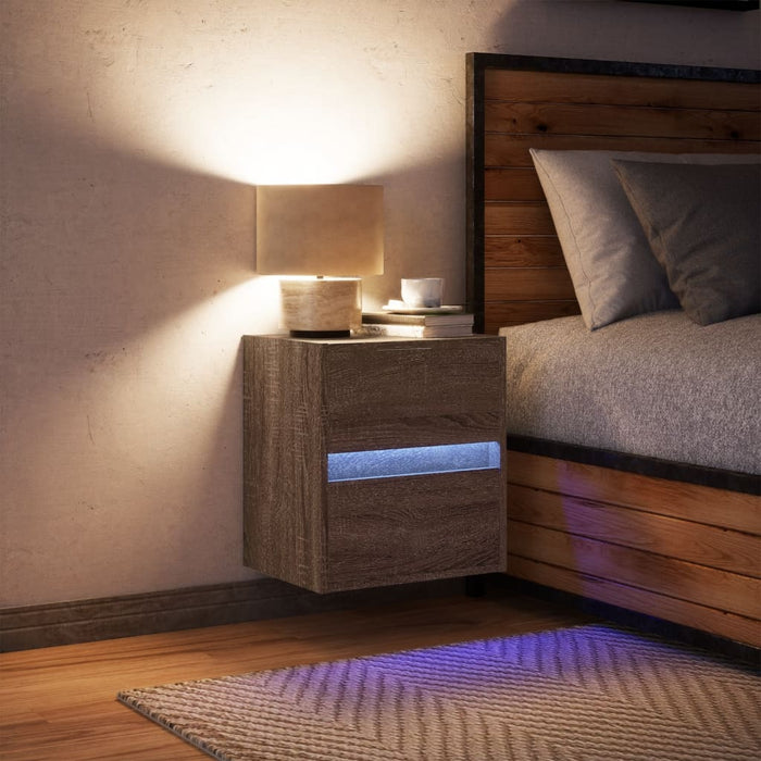 Noptieră montată pe perete cu lumini LED, stejar maro - WALTI WALTI