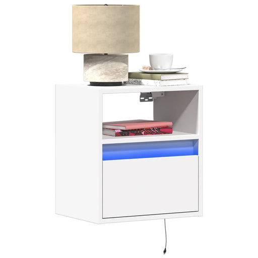 Noptiere montate pe perete cu lumini LED, 2 buc., alb - WALTI WALTI
