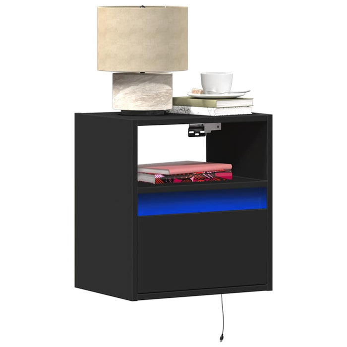 Noptiere montate pe perete cu lumini LED, 2 buc., negru WALTI