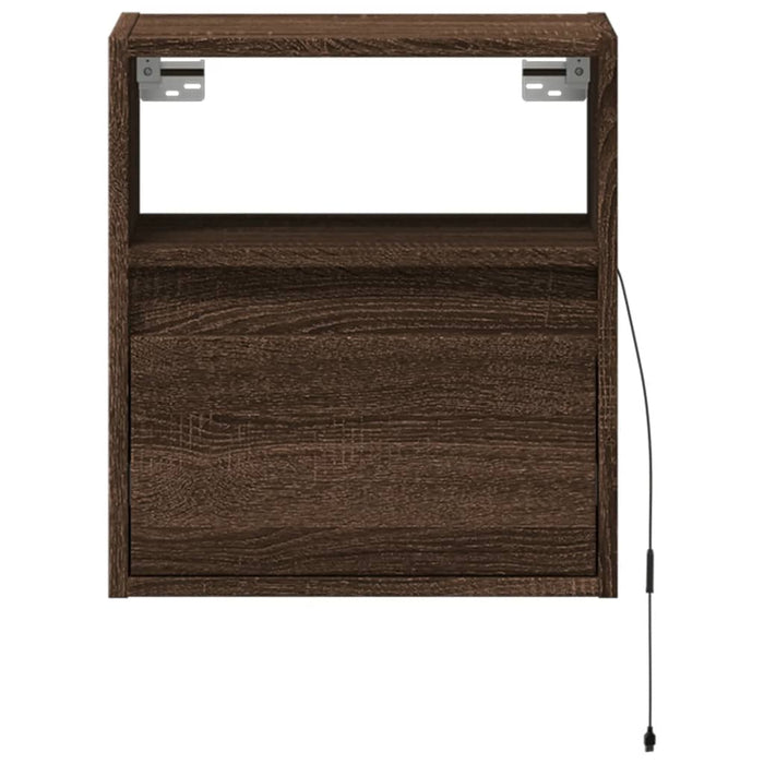 Noptiere montate pe perete cu lumini LED, 2 buc., stejar maro - WALTI WALTI