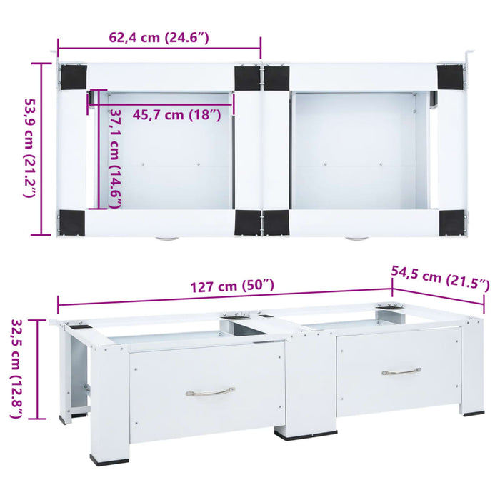 Suport dublu pentru mașină de spălat cu sertare, alb - WALTI WALTI