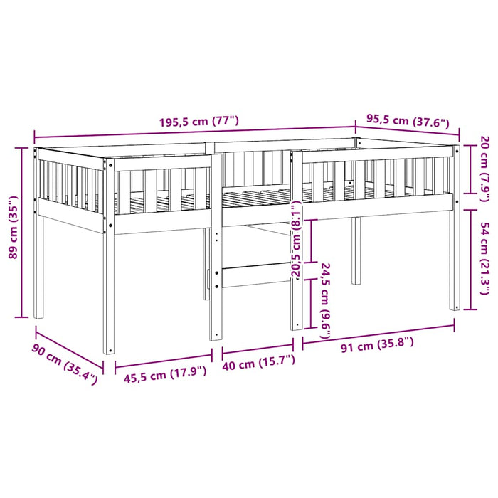 Pat pentru copii fără saltea, maro, 90x190 cm, lemn masiv pin - WALTI WALTI