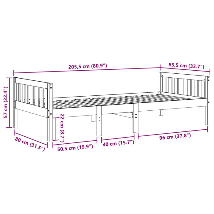 Pat pentru copii fără saltea, 80x200 cm, lemn masiv de pin - WALTI WALTI