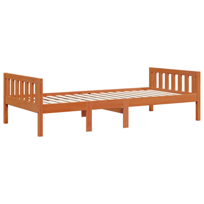 Pat pentru copii fără saltea, maro, 80x200 cm, lemn masiv pin WALTI