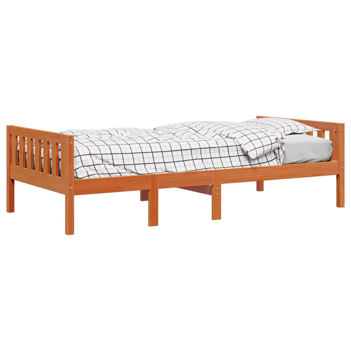 Pat pentru copii fără saltea, maro, 80x200 cm, lemn masiv pin WALTI
