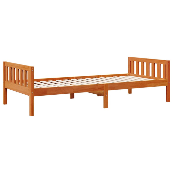 Pat pentru copii fără saltea, maro, 80x200 cm, lemn masiv pin WALTI