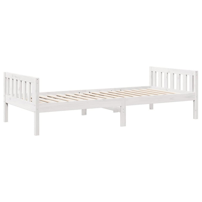 Pat pentru copii fără saltea, alb, 75x190 cm, lemn masiv de pin WALTI