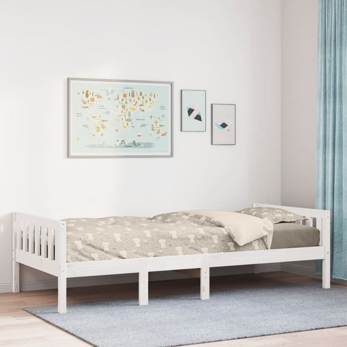 Pat pentru copii fără saltea, alb, 75x190 cm, lemn masiv de pin WALTI