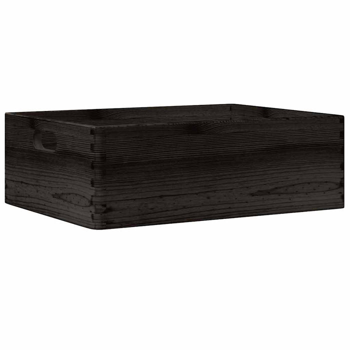 Cutie din lemn cu mânere negru 40x30x13 cm lemn masiv de pin - WALTI WALTI