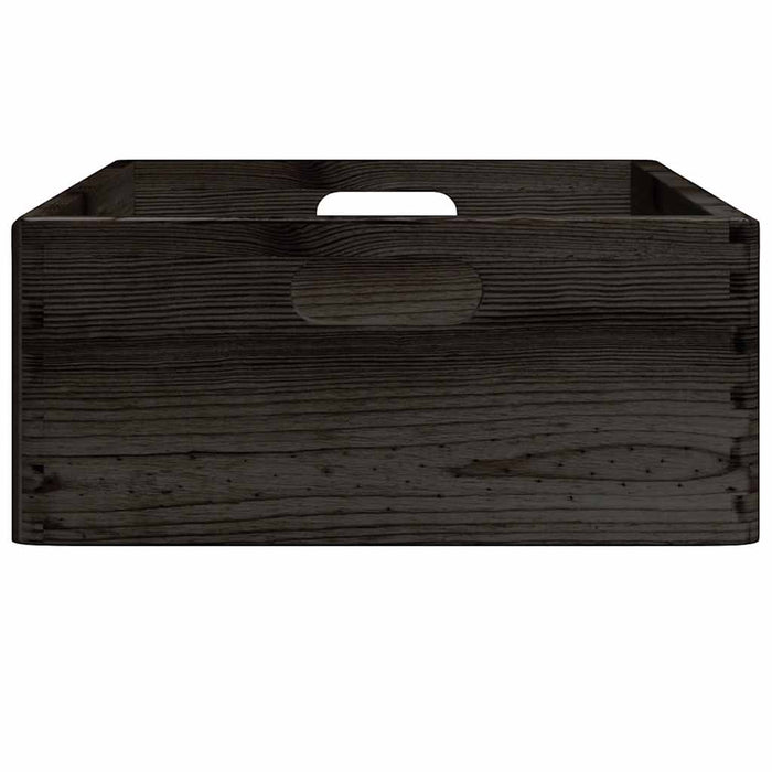 Cutie din lemn cu mânere negru 40x30x13 cm lemn masiv de pin - WALTI WALTI