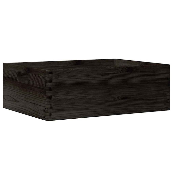 Cutie din lemn cu mânere negru 40x30x13 cm lemn masiv de pin - WALTI WALTI