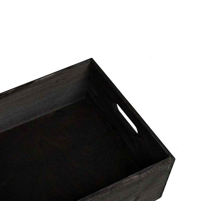 Cutie din lemn cu mânere negru 40x30x13 cm lemn masiv de pin - WALTI WALTI