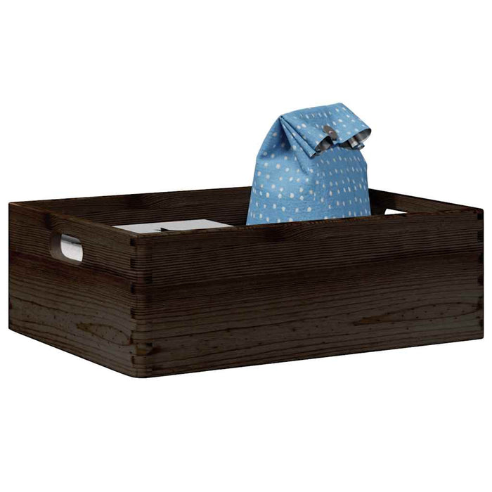 Cutie din lemn cu mânere negru 40x30x13 cm lemn masiv de pin - WALTI WALTI