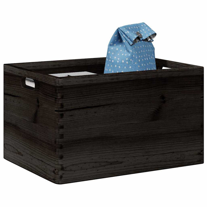 Cutie din lemn cu mânere negru 40x30x23 cm lemn masiv de pin - WALTI WALTI