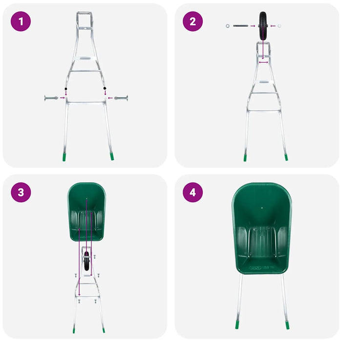Roabă Verde 90 L 150 kg Oțel galvanizat și plastic - WALTI WALTI