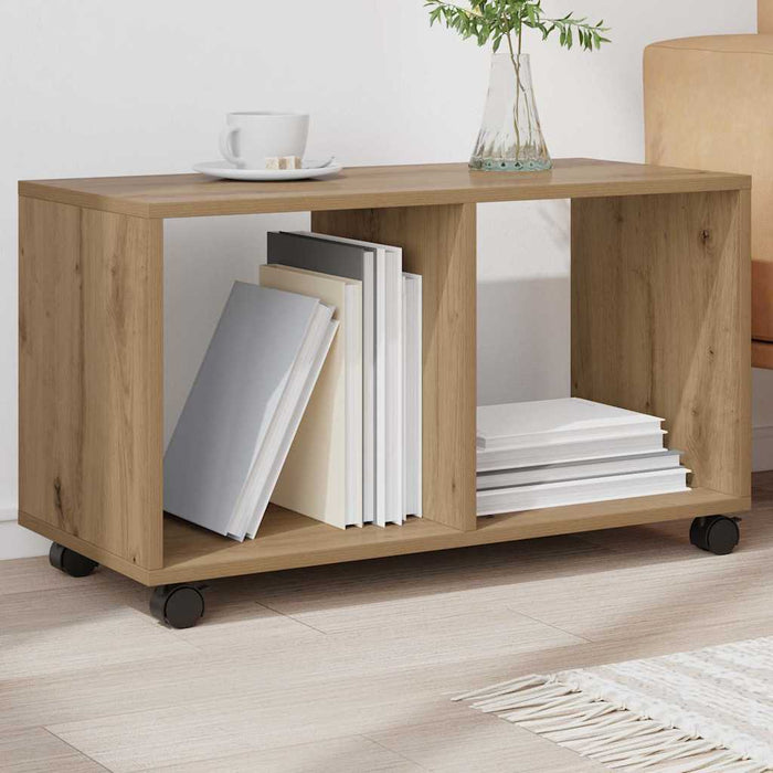 Dulap cu roți, stejar artizanal, 72x33x42,5 cm, lemn prelucrat - WALTI WALTI