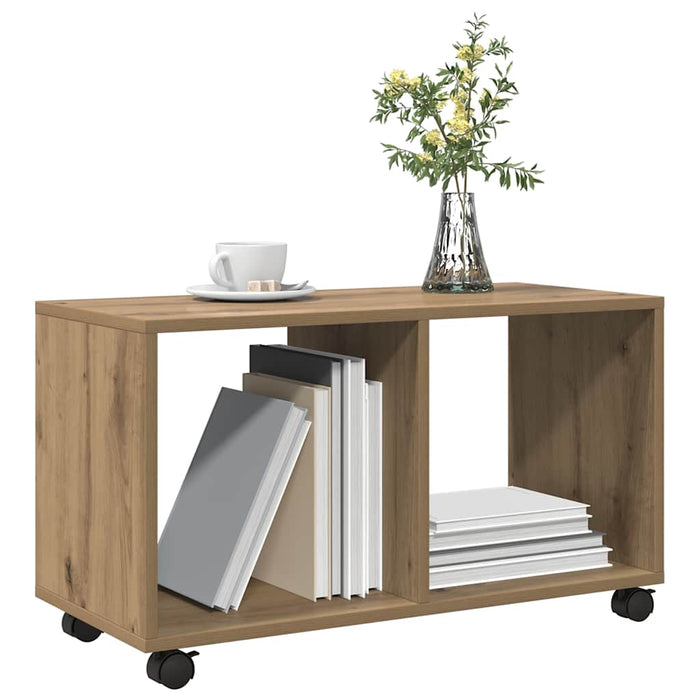 Dulap cu roți, stejar artizanal, 72x33x42,5 cm, lemn prelucrat - WALTI WALTI