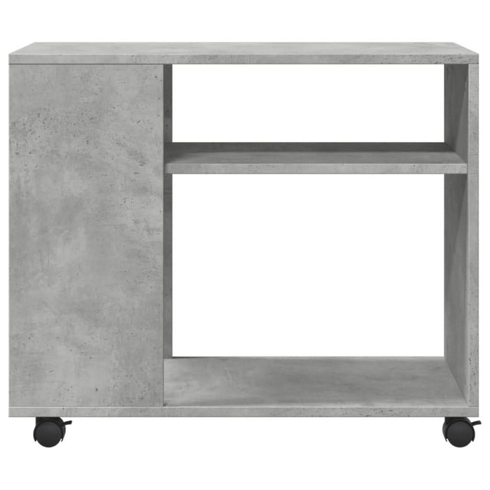 Masă laterală cu roți, gri beton, 70x35x60 cm, lemn prelucrat - WALTI WALTI