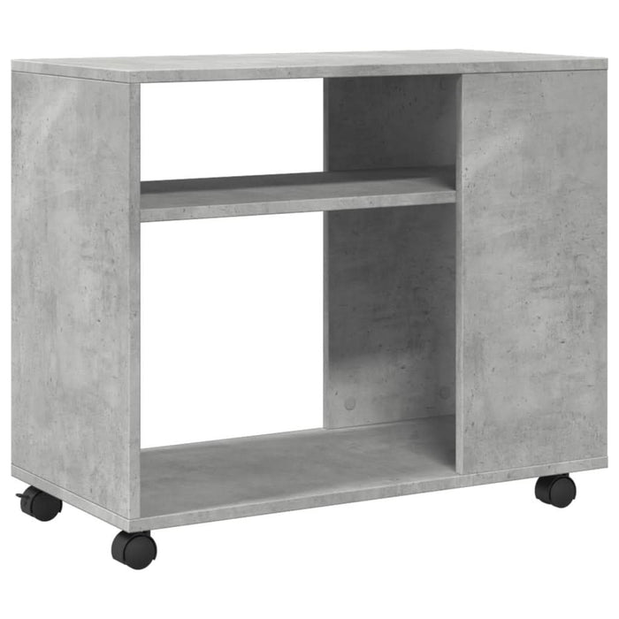 Masă laterală cu roți, gri beton, 70x35x60 cm, lemn prelucrat - WALTI WALTI