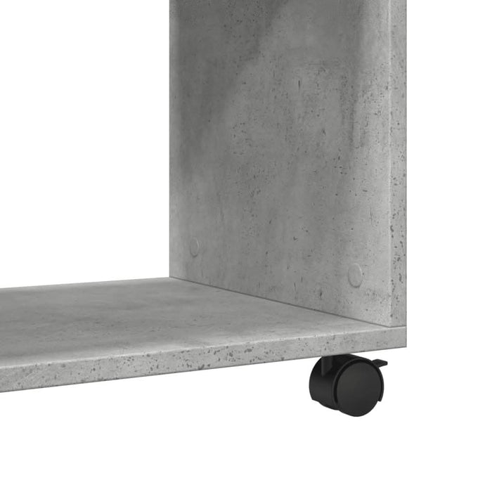 Masă laterală cu roți, gri beton, 70x35x60 cm, lemn prelucrat - WALTI WALTI