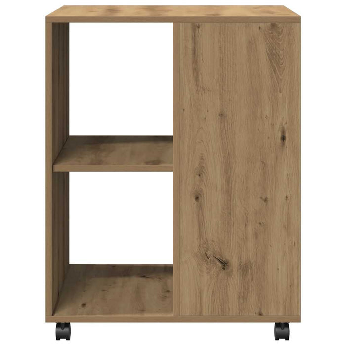 Masă laterală roți stejar artizanal 55x60x78 cm lemn prelucrat WALTI