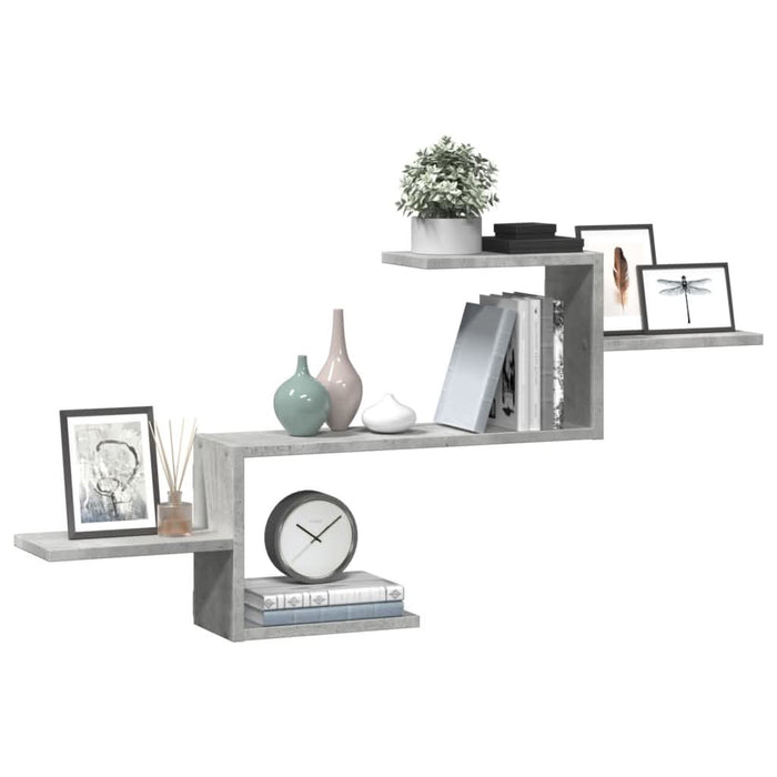 Raft de perete, gri beton, 104x15x49 cm , lemn prelucrat - WALTI WALTI
