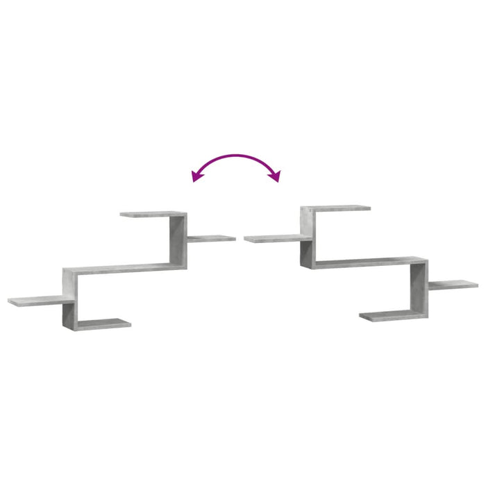 Raft de perete, gri beton, 104x15x49 cm , lemn prelucrat - WALTI WALTI