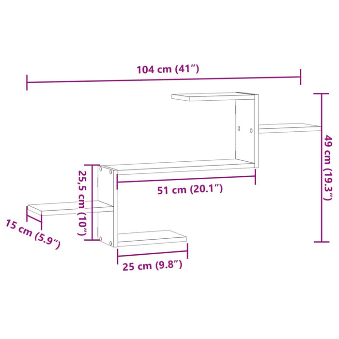 Raft de perete, gri beton, 104x15x49 cm , lemn prelucrat - WALTI WALTI
