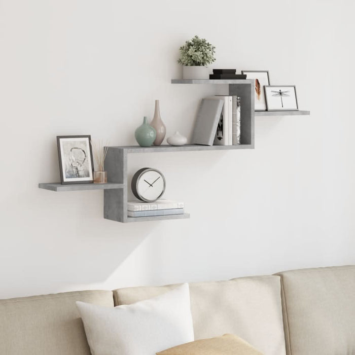 Raft de perete, gri beton, 104x15x49 cm , lemn prelucrat - WALTI WALTI