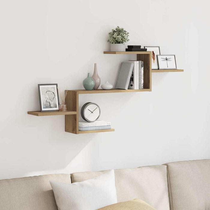 Raft de perete, lemn artizanal, 104x15x49 cm, lemn prelucrat - WALTI WALTI