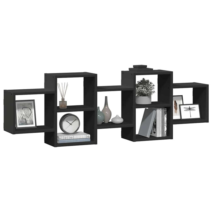Raft de perete, negru, 129x18x42 cm, lemn prelucrat WALTI