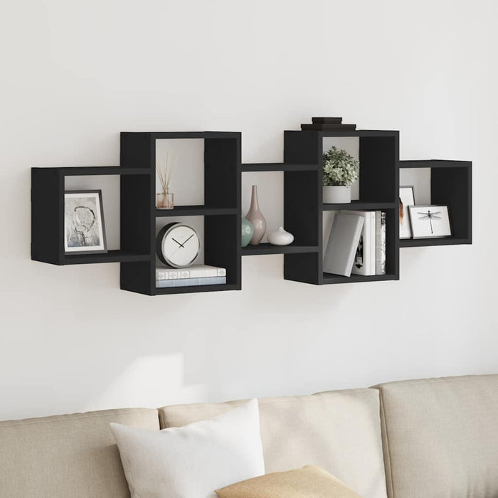 Raft de perete, negru, 129x18x42 cm, lemn prelucrat WALTI