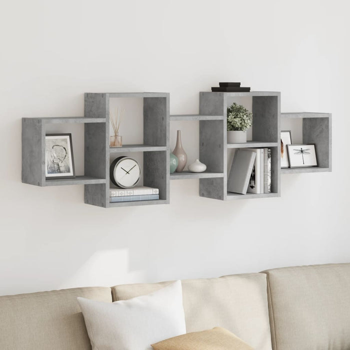Raft de perete, gri beton, 129x18x42 cm, lemn prelucrat - WALTI WALTI