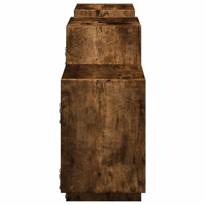Raft de perete, stejar fumuriu, 129x18x42 cm, lemn prelucrat - WALTI WALTI
