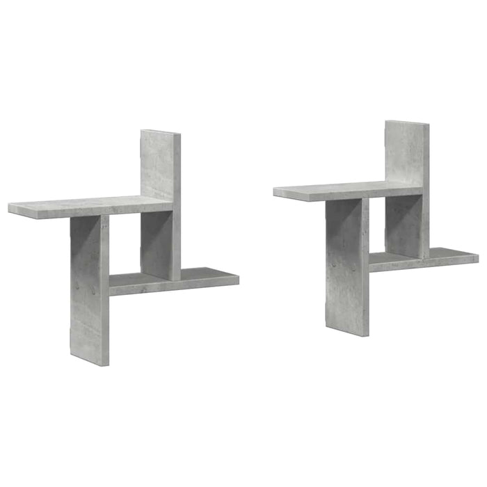 Rafturi perete, 2 buc., gri beton, 38x12x38 cm, lemn prelucrat - WALTI WALTI