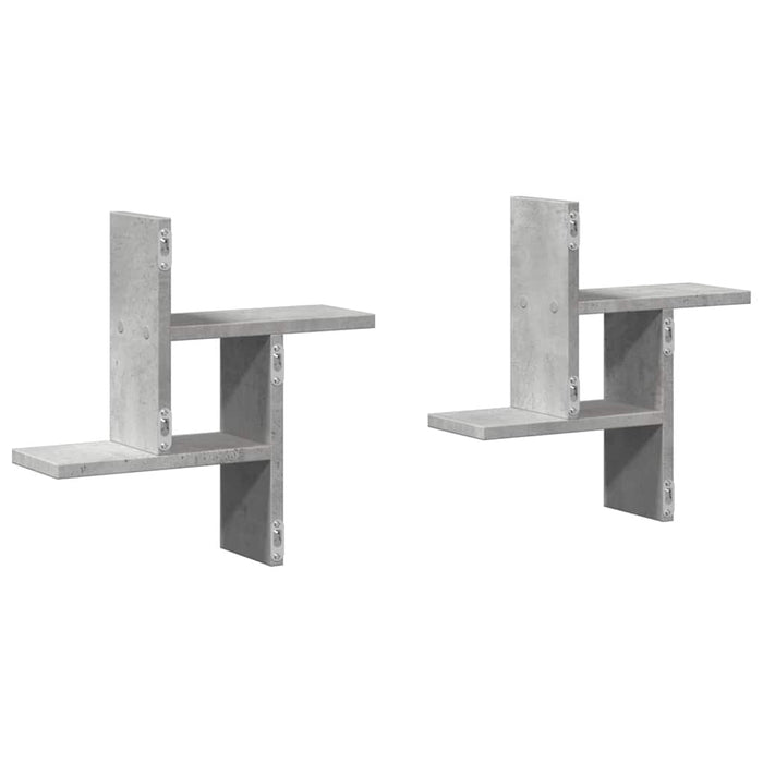 Rafturi perete, 2 buc., gri beton, 38x12x38 cm, lemn prelucrat - WALTI WALTI