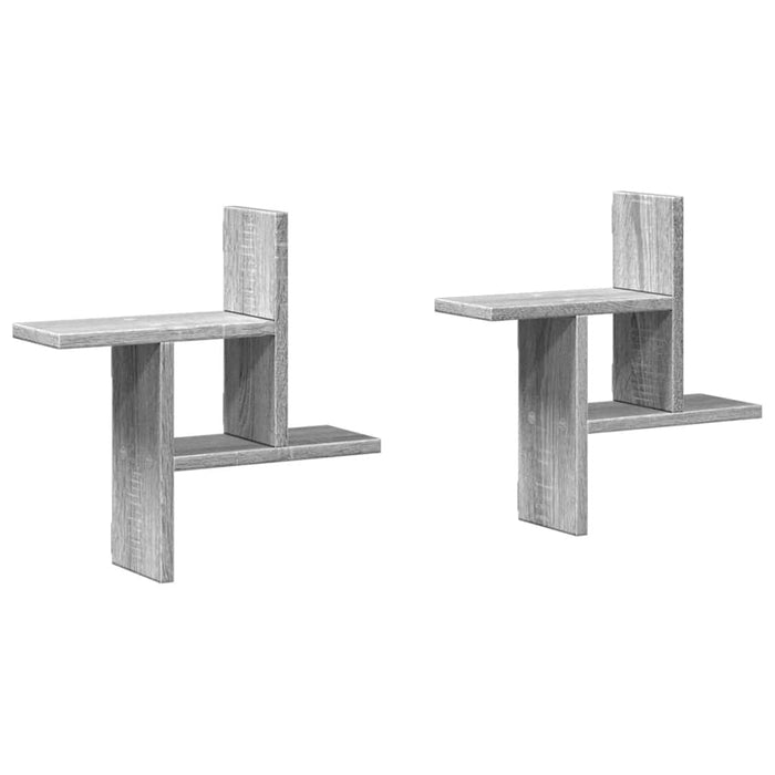 Rafturi de perete 2 buc. gri sonoma 38x12x38 cm lemn prelucrat - WALTI WALTI