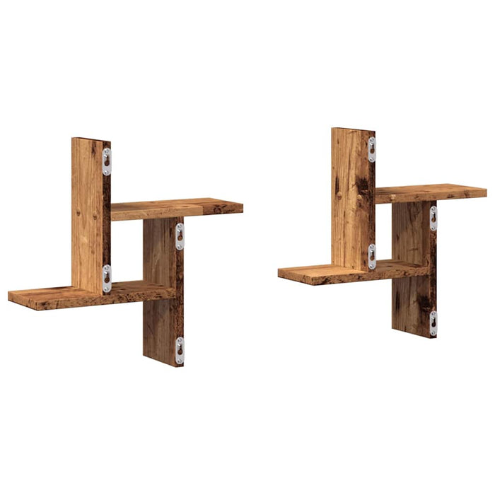 Rafturi perete, 2 buc., lemn vechi, 38x12x38 cm, lemn prelucrat - WALTI WALTI