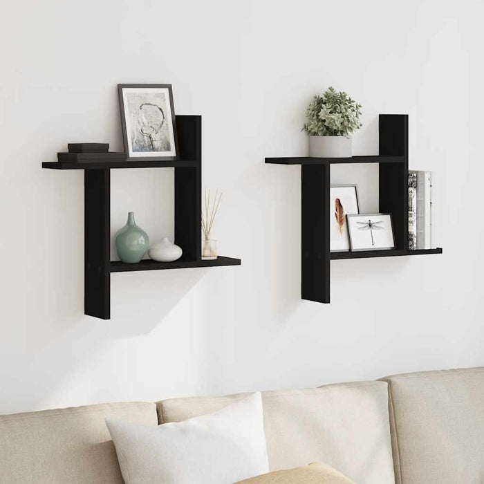 Rafturi de perete, 2 buc., negru, 50x12x50 cm, lemn prelucrat - WALTI WALTI