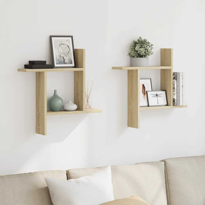 Rafturi perete 2 buc. stejar sonoma 50x12x50 cm lemn prelucrat - WALTI WALTI