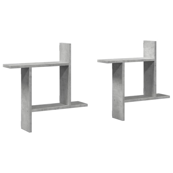 Rafturi perete, 2 buc., gri beton, 50x12x50 cm, lemn prelucrat - WALTI WALTI