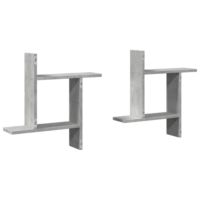 Rafturi perete, 2 buc., gri beton, 50x12x50 cm, lemn prelucrat - WALTI WALTI