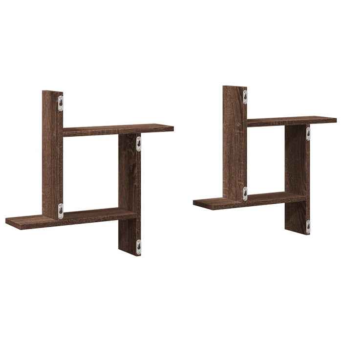 Rafturi de perete 2 buc. stejar maro 50x12x50 cm lemn prelucrat - WALTI WALTI