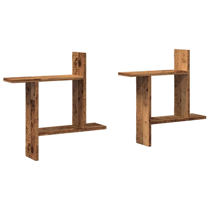 Rafturi perete, 2 buc., lemn vechi, 50x12x50 cm, lemn prelucrat - WALTI WALTI