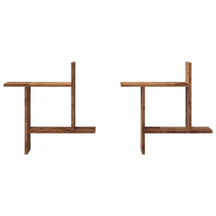 Rafturi perete, 2 buc., lemn vechi, 50x12x50 cm, lemn prelucrat - WALTI WALTI